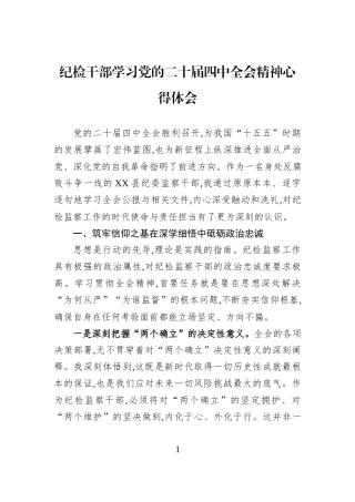 纪检干部学习党的二十届四中全会精神心得体会.docx
