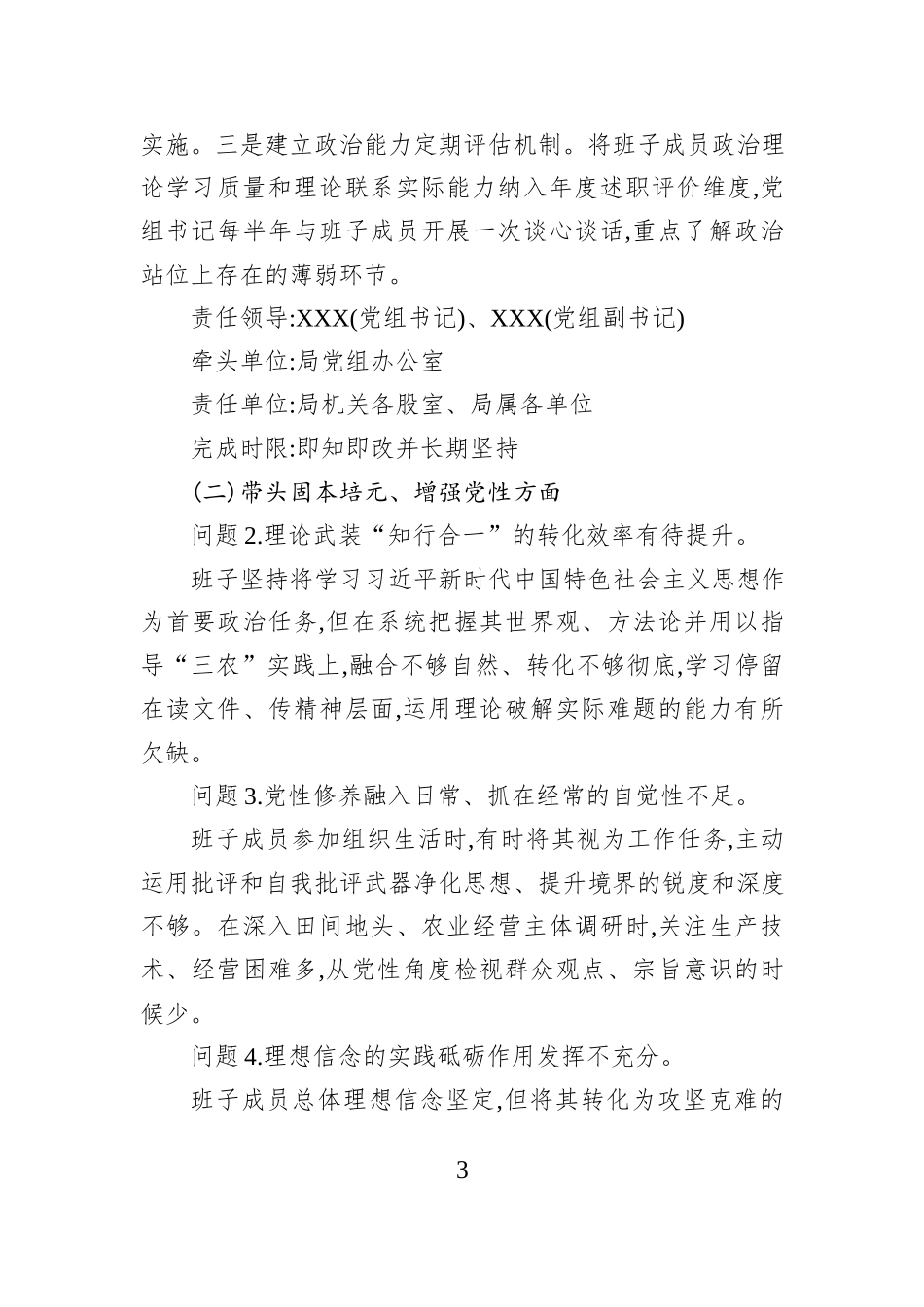 县农业农村局领导班子2026年度民主生活会整改落实方案.docx_第3页