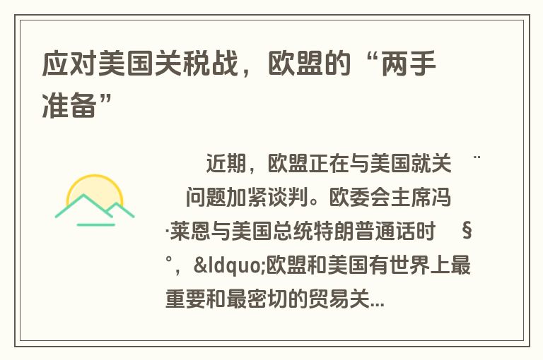 应对美国关税战，欧盟的“两手准备”