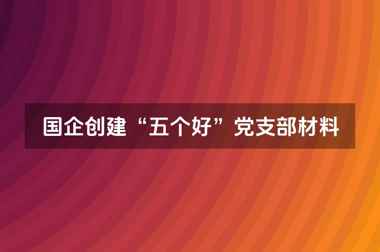 国企创建“五个好”党支部材料